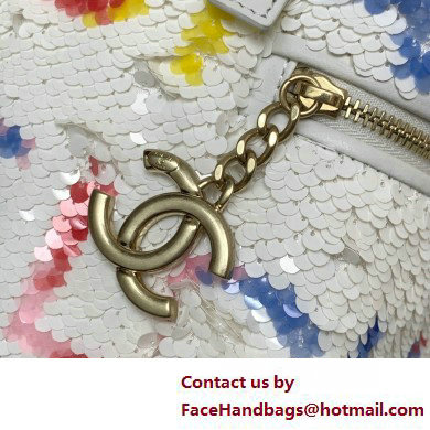 Chanel Sequins  &  Silver-Tone Metal Mini Backpack Bag AS4662 White, Yellow, Pink  &  Blue 2025